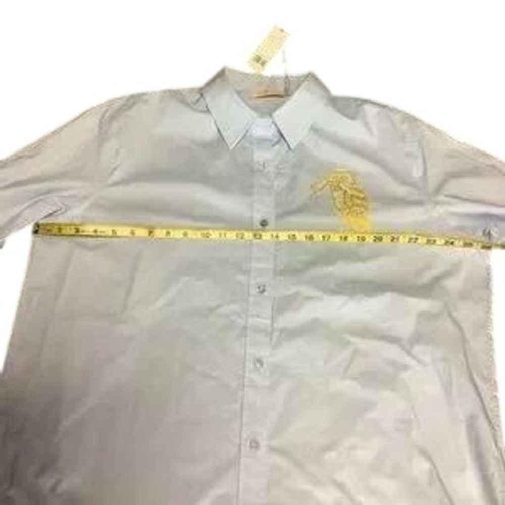 Tory Burch Button-Up Shirt Womens Size L Blue NWT Owl Embroidery Long Sleeve - Picture 9 of 12